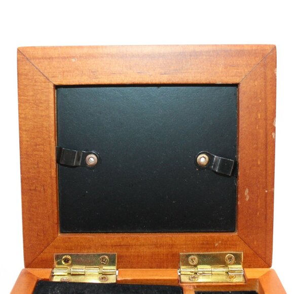 Wooden Hinged Music Box Song Memory Picture Frame Ring Holder 4.25" Square - Picture 4 of 10